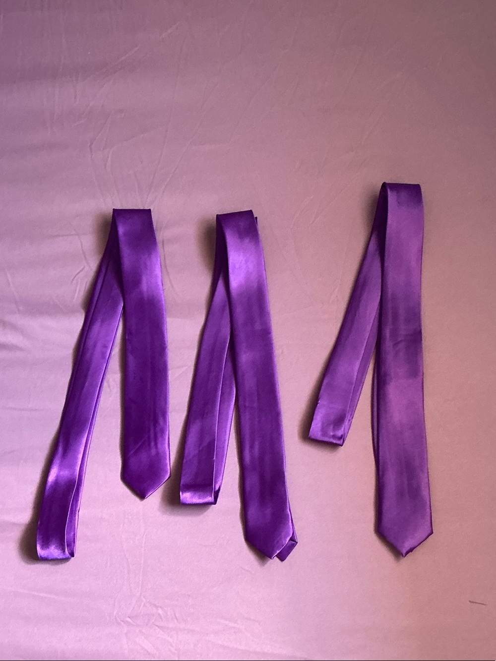 SHEIN Purple Satin Narrow Neckties - Set of 4
